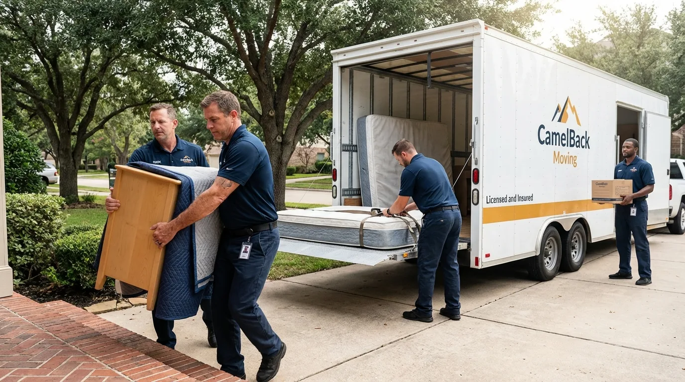 Crew loading residential truck for cross-state move from Ponderay, ID