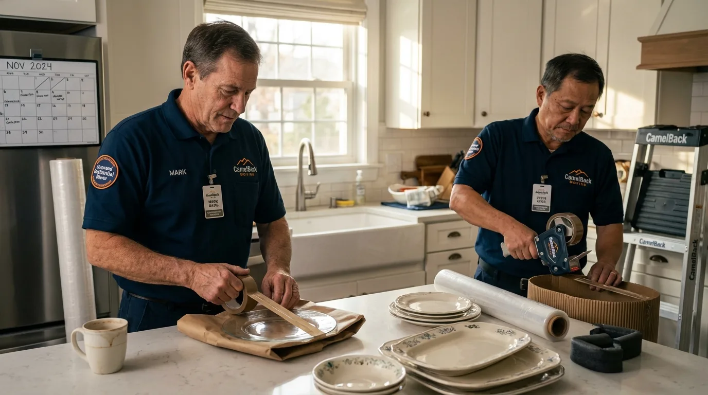 Professional crew packing kitchen dishware in Ponderay, ID