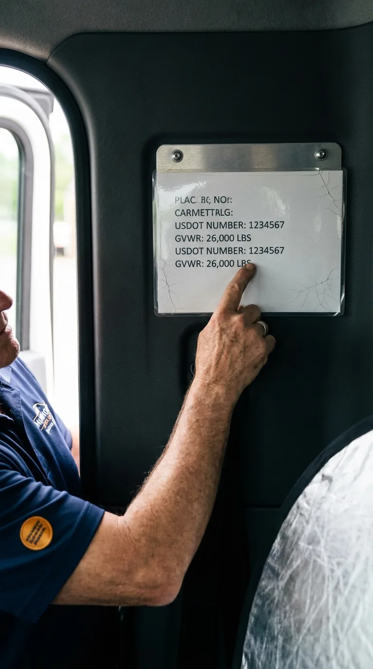 USDOT licensing placard verification in Ponderay
